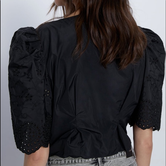 Zara embroidered open work black top - Picture 3 of 8